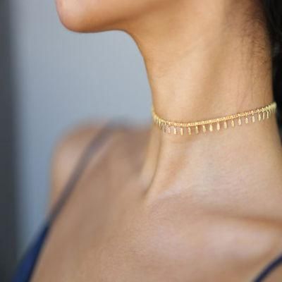 Embossed Pendant Copper Chain Necklace Personality Pendant Choker Chain