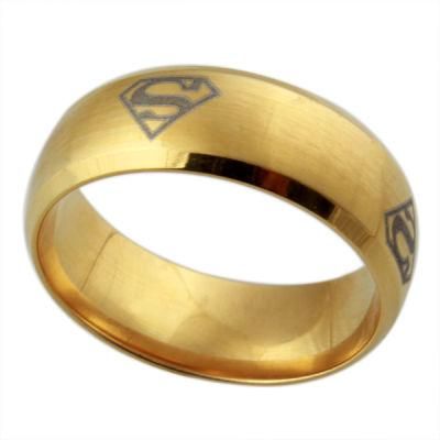 Wholesale Gold Color Plated Superman Ring Stainless Steel Jewelry Men Rings