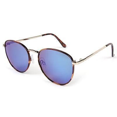 UV 400 Polarized Light Sunglasses Custom Blue Round Metal Sunglasses Women Eyewear