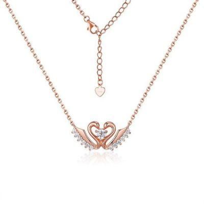 New Arrival Wedding Jewelry Rhodium Plated Swan 925 Silver 18K Gold Charm Necklace
