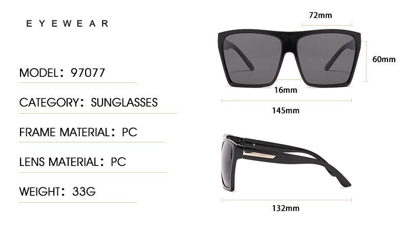 Large Frame Sunglasses Women Square Bright Black Personality Sunglasses
