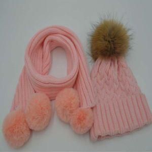 Stylish Earflat Knitted Real Fur Pompom Beanies/Pompom Baby Hats