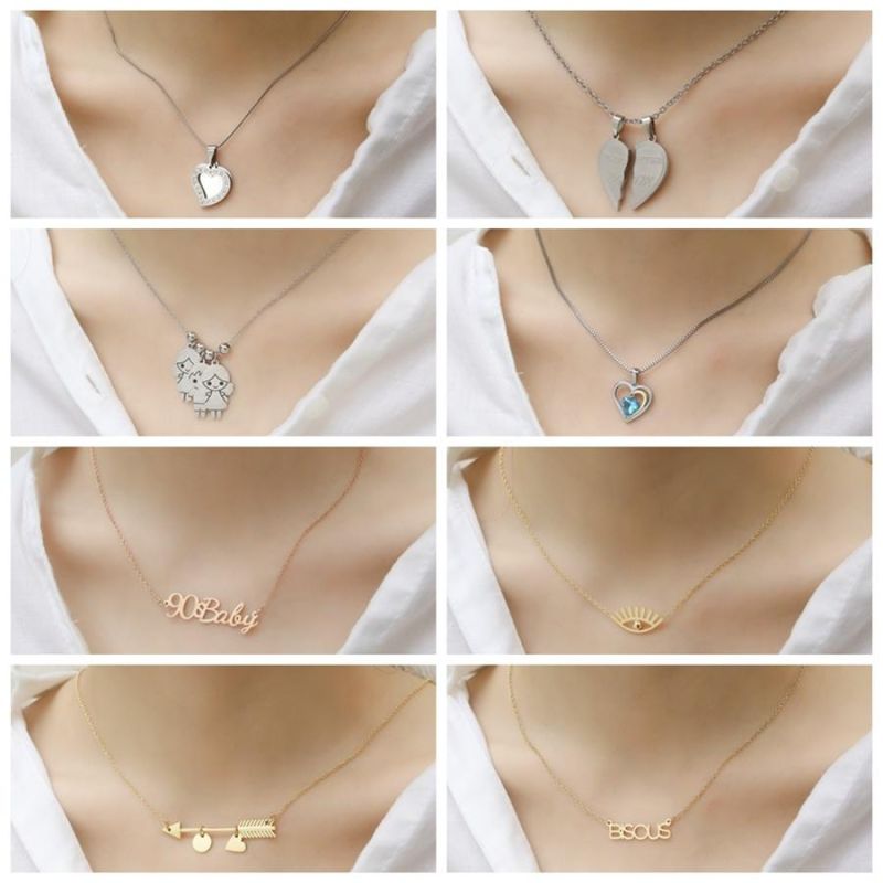 Fashionable Double Chains Necklace, 18K Gold 8mm Pendant Necklace Jewelry for Women