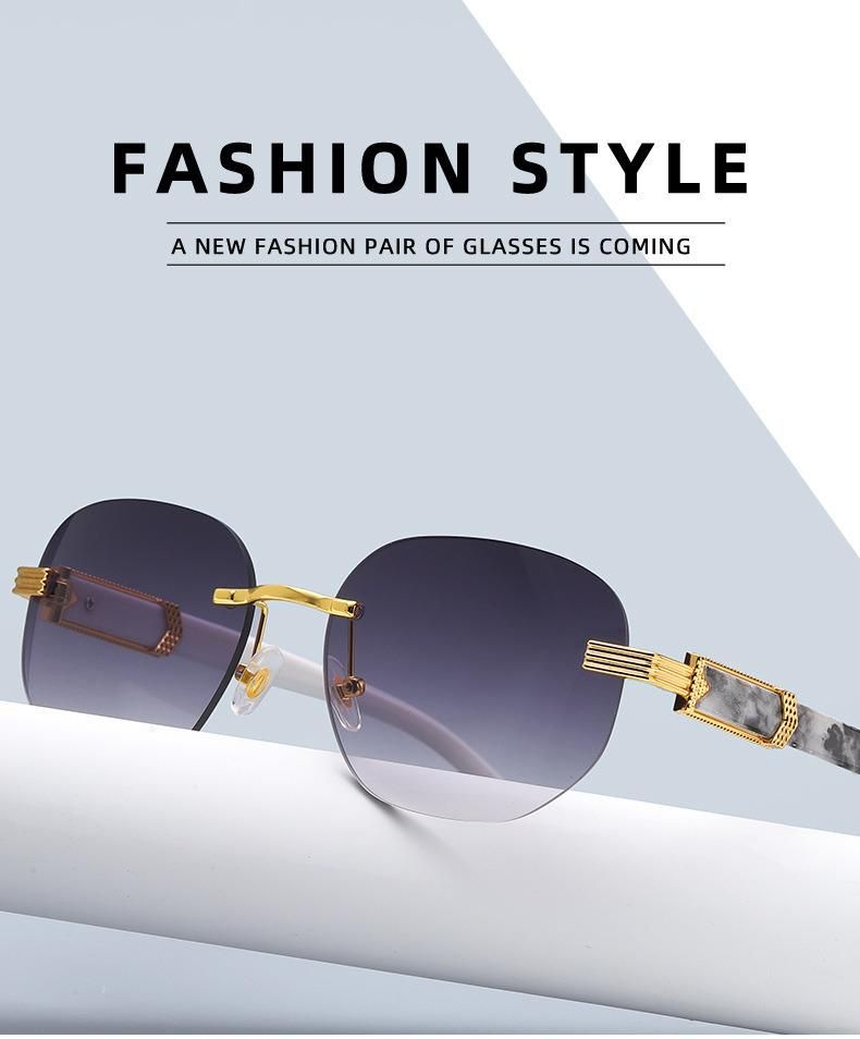 Rimless Sun Glasses Oval Eyewear Man Women Sunglasses Metal High Quality Sunglasses