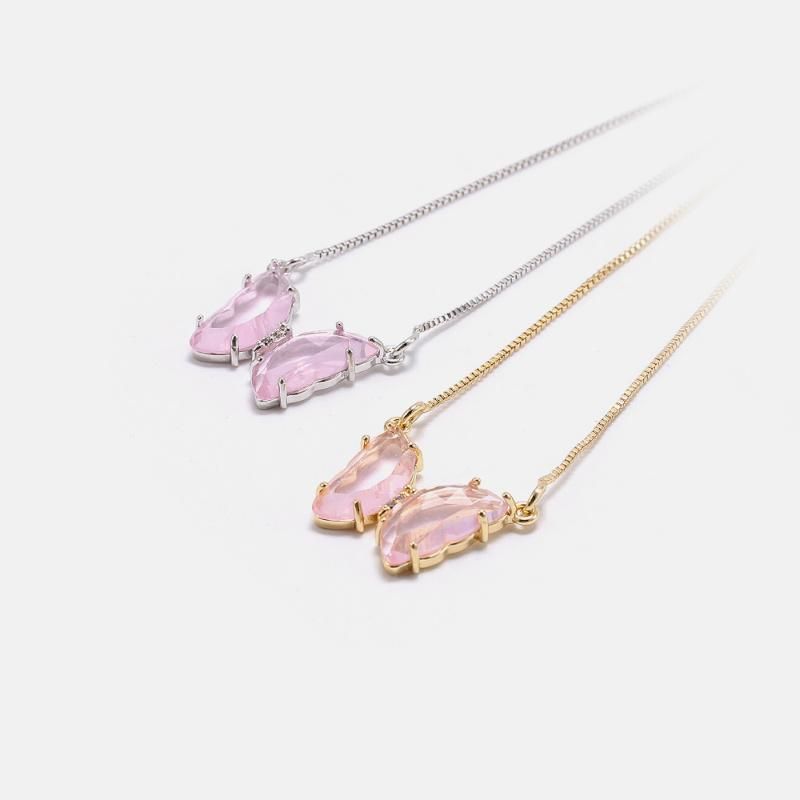 Fashion Jewelry Butterfly Pink Glass Drop Earrings Butterfly Earrings