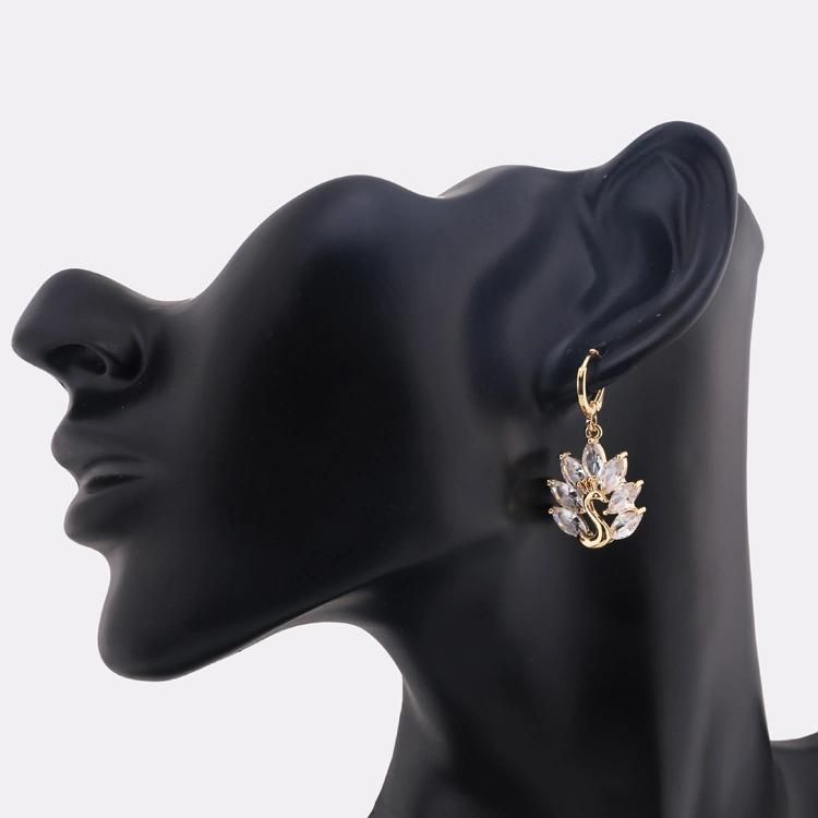 Latest CZ Drop Earring Jewelry, Gold Plated Fancy Design Hanging Earrings Woman