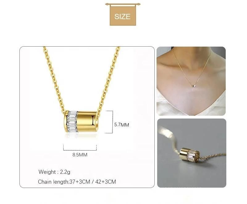 925 Sterling Silver 14K Gold Plated Zircon Pendant Necklace for Women Fashion Wedding Party Jewelry