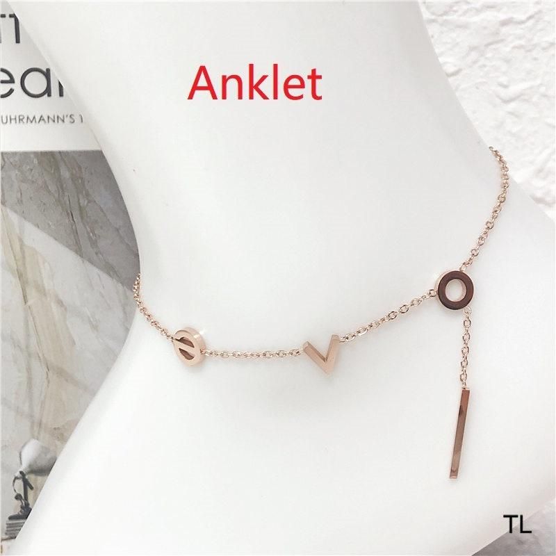 New Exquisite Layered Clover Flower Accessories Anklet Gold Fashion Ankle Bracelet Women Stainless Steel Jewelry Wholesale Replica Jewelry