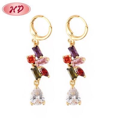 2020 New Design Fashion Women&prime;s Jewelry 18K Gold Plated Drop Earrings with Zircon