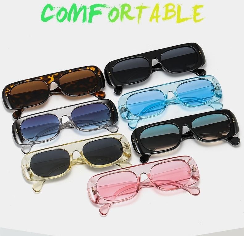 New Fashion Women Designer Retro Rectangle Sun Glasses Female Ins Popular Colorful Square Sunglasses