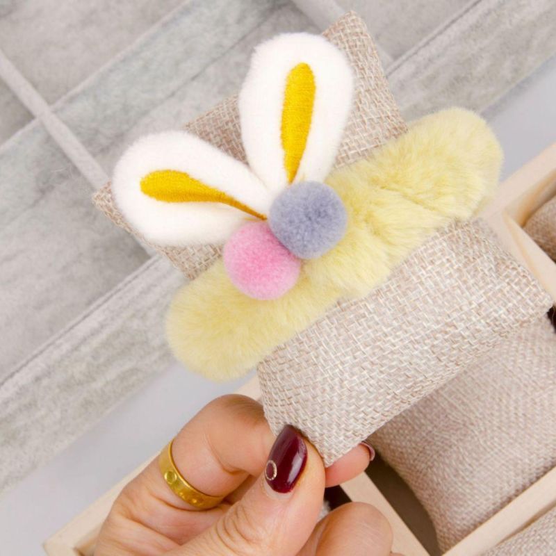 Macaron Plush Rabbit Scrunchies for Hair, Cute Bunny Scrunchies Fur Hair Scrunchies