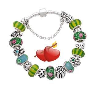 Valentine Green Romance Charm Bead Bracelet (C31)