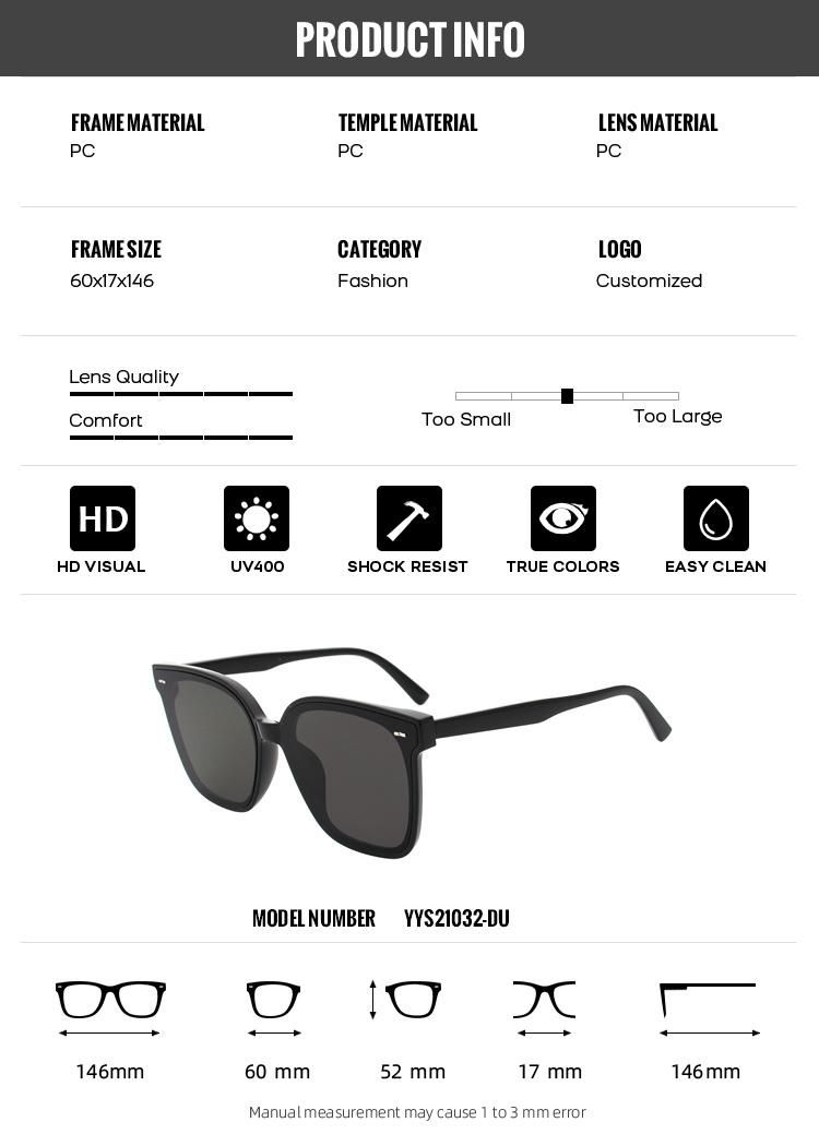 2022 Wholesale New Fashion Sunglasses Unisex Sunglasses Shade Fashion Oversize Glasses
