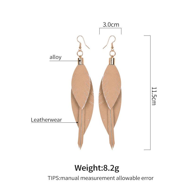 New Fashion Jewelry PU Leather Leaves Drop Earings for Women