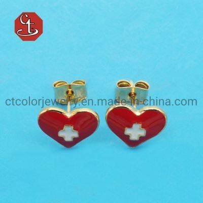 Popular Holy Cross Silver Earring 14K Color Heart Love Earring Fashion Sterling 925 Silver Jewelry