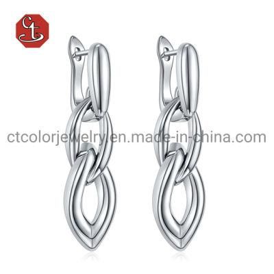 Fashion Jewelry Cuba Metal Chain Drop Earring 925silver Hiphop Earrings