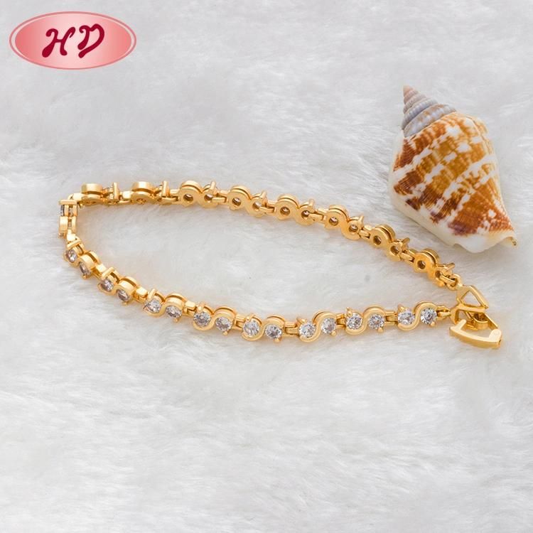Fashion Designs Imitation Jewelry 18K Gold Plated Cubic Zircon Bracelet
