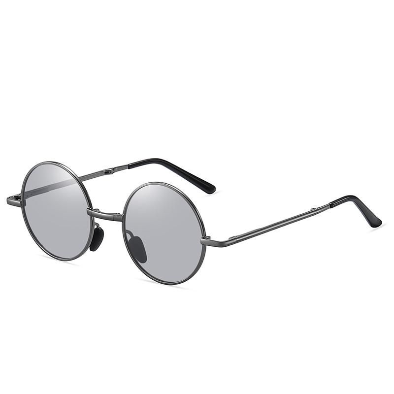 Delicate Foldable Multi Colors Ultra-Light Metal Round Keyhole Sunglasses