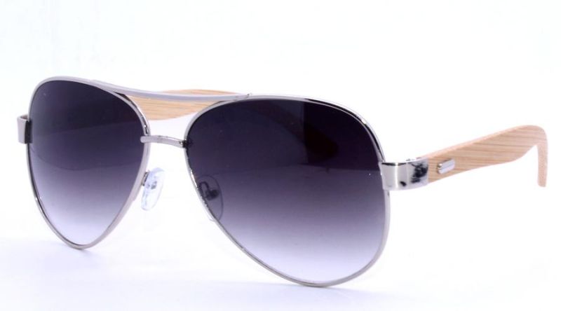 Wholesale Navigator Style Wooden Temple Super Dark Lens Sunglasses