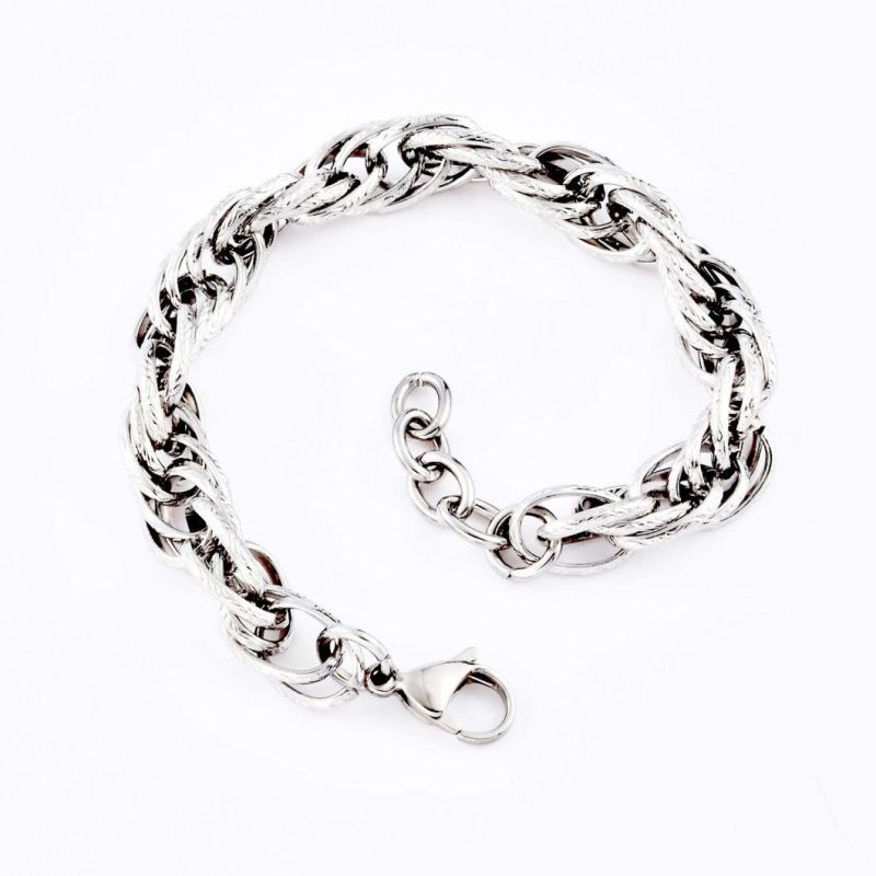 Hip-Hop 316 Stainless Steel Sliver Gold Plated Fashion Jewellery Titanium Steel Link Chain Men′s Bracelet