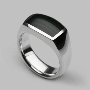 Fashion Design Jewelry Oxford Signet Ring Hand Cut Onyx Stainlss Steel Men Ring