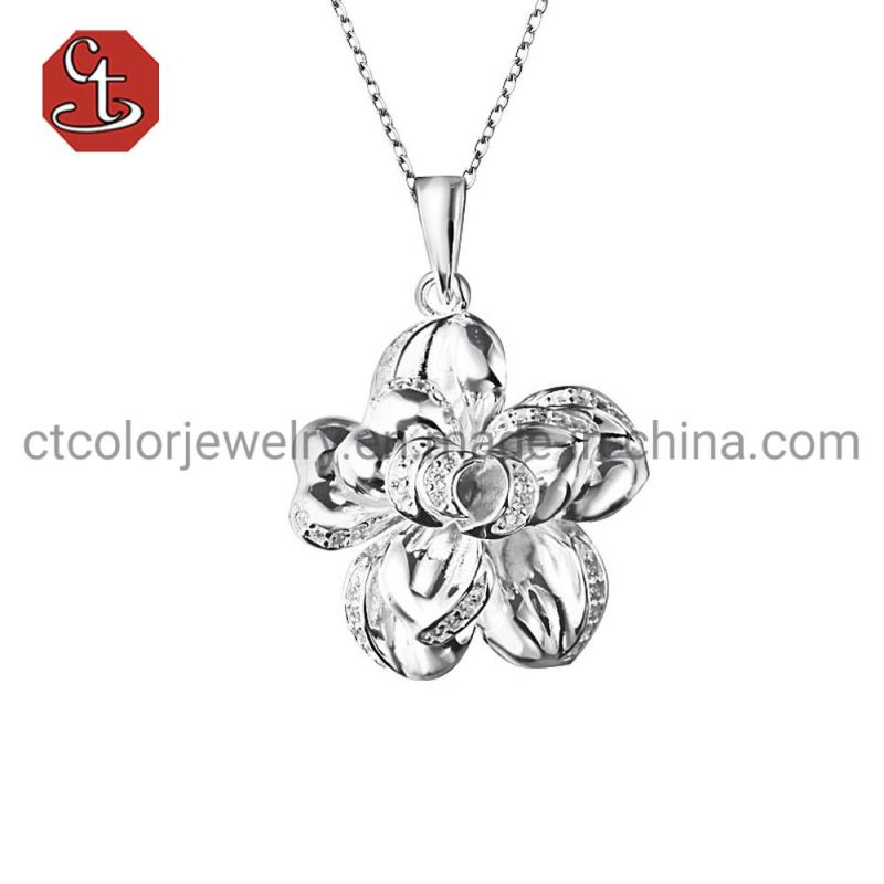 Fashion Accessories 925 Sliver Flower Shape Necklaces Jewelry Pendants Fashion Charm Silver Plated Choker Necklace for Women