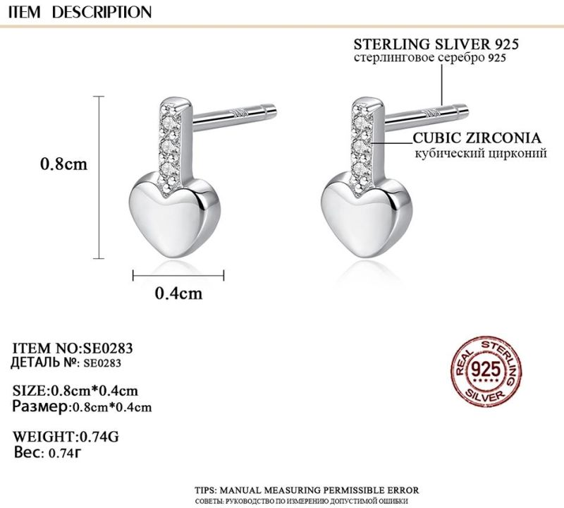 Copper-Colored Sliver or Golden Jewellery Stud for Her