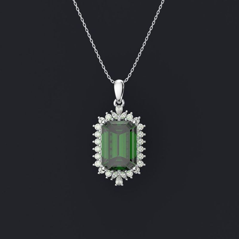 Gemstone Luxury Natural Gem Jewelry Emerald Pendant Necklace