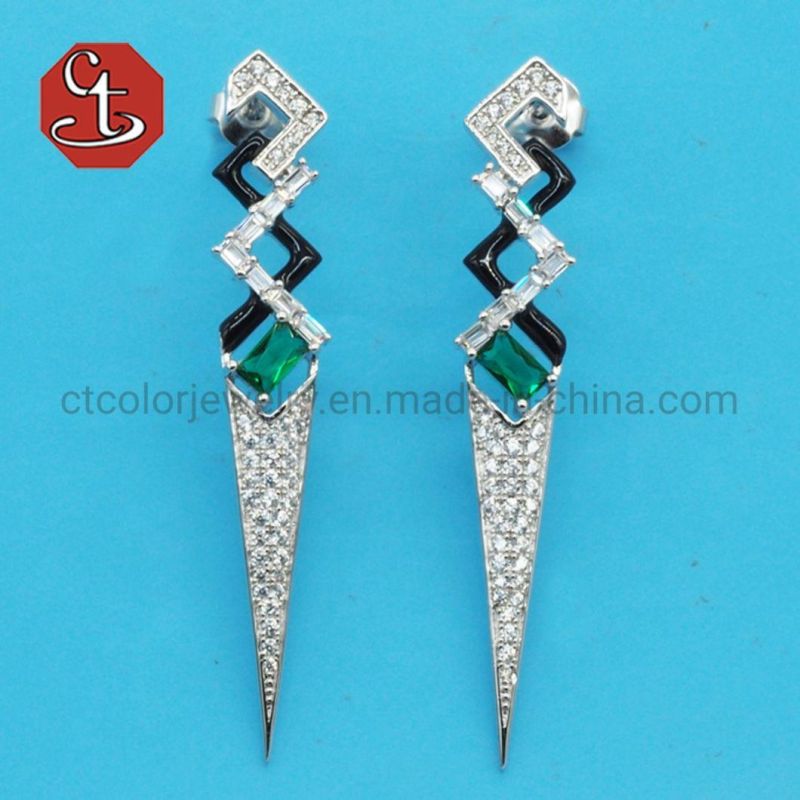 Small Stud Earring Love Valentine Gift Round Shape White Black Color Enamel Fashion Jewelry Silver Jewelry