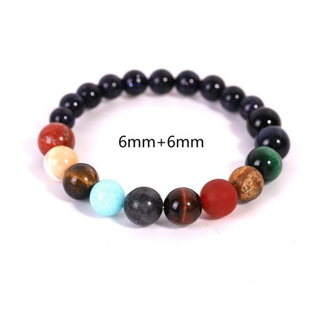 Men Women Fashion Jewelry Eight Planets Natural Stone Beads Bracelet