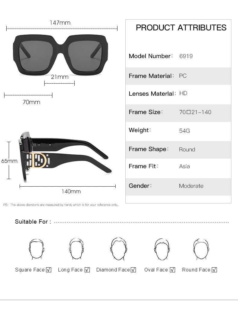 Color Sun Glasses Big Frame Sunglasses