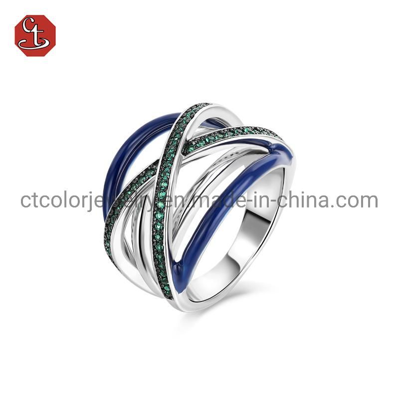 New fashion jewelry shining Ring synthetic grenn crystal Enamel Ring for gift