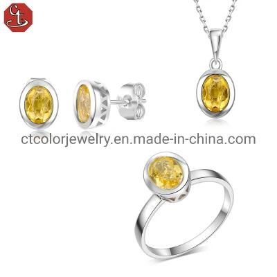 Natural crystal silver Fashion Jewelry set women&prime;s jewelry Factory custom wholesale
