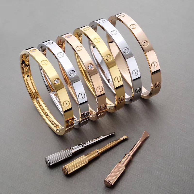 Jewelry 316 Stainless Steel Love Screwdriver Inlaid CZ Zircon Stone Bangle Bracelet Love Cross Design Bangles Bracelet