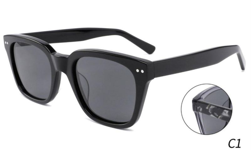 Lunettes-Soleil Square Vintage Tac Polarized Lenses Sunglasses Women 2021 Men Shades Acetate Frame