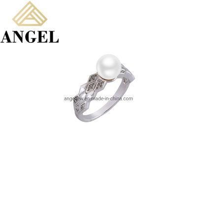 Fashion Accessories Factory Wholesale 925 Silver Elegant Jewellery Pearl AAA Cubic Zirconia Moissanite Lab Diamond Fine Ring