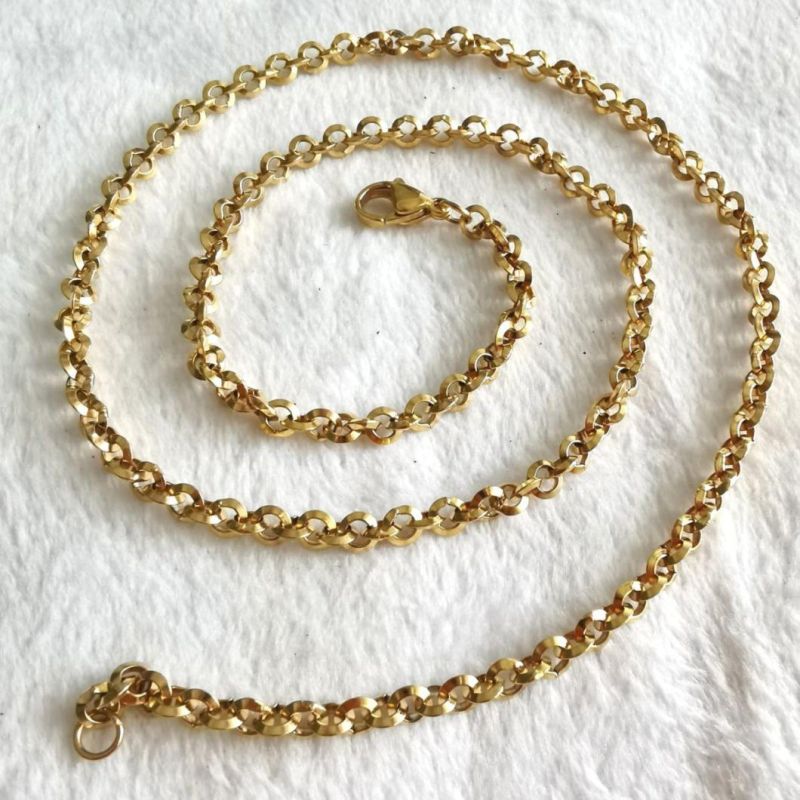 Wholesale Custom Fashion Polish Triangle Wire Anklet Gold Plated Alloy Belcher Rolo Chain Jewelry Bracelet Necklace for Jewellery Design
