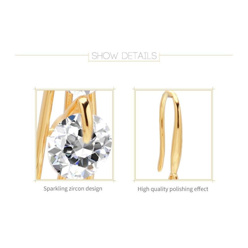Big Shinny Crystal Dangle Earrings Gold Color Geometry Drop Earrings for Women Long Earring Jewelry Brincos