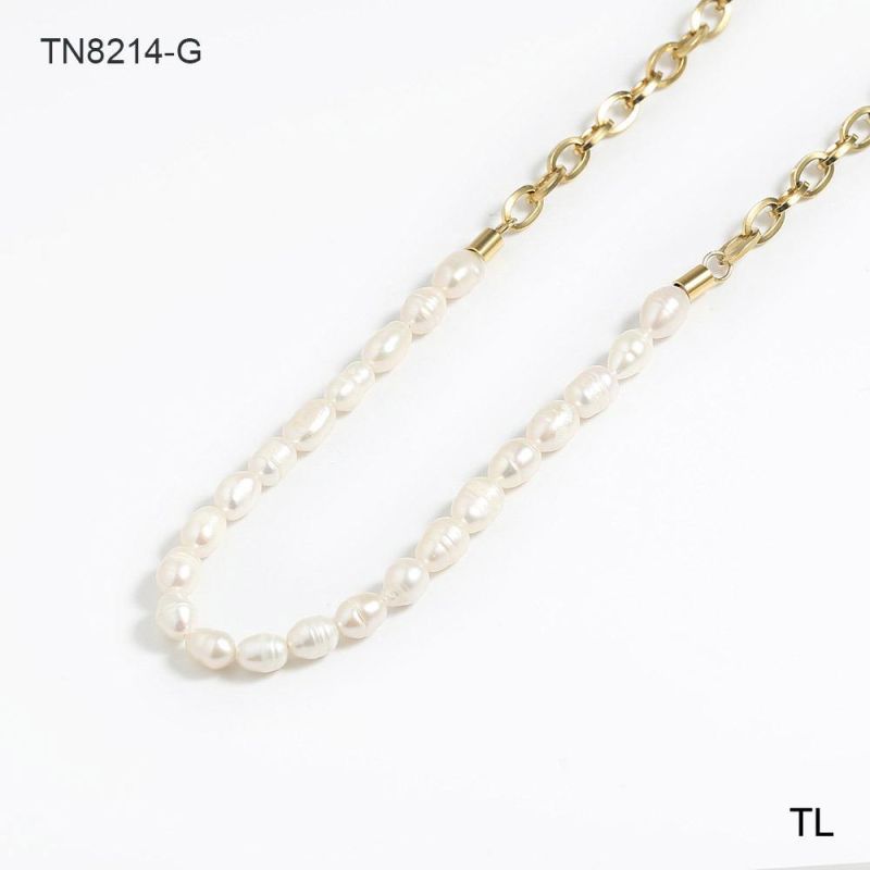Factory Customized Fashion Jewelry Gold Filled Jewelry Stainless Steel Freshwater Pearls Necklace Charm Necklace