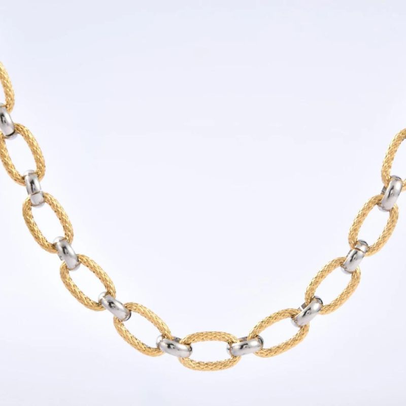 Fashion Design Elegant Silver Gold Two-Tone Polished Jewelry Necklaces for Gift Party Stainless Steel Jewel Design
