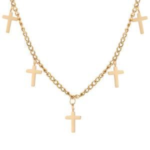 Fashion Religious Custom Cross Stainless Steel Women Jewelry Necklace