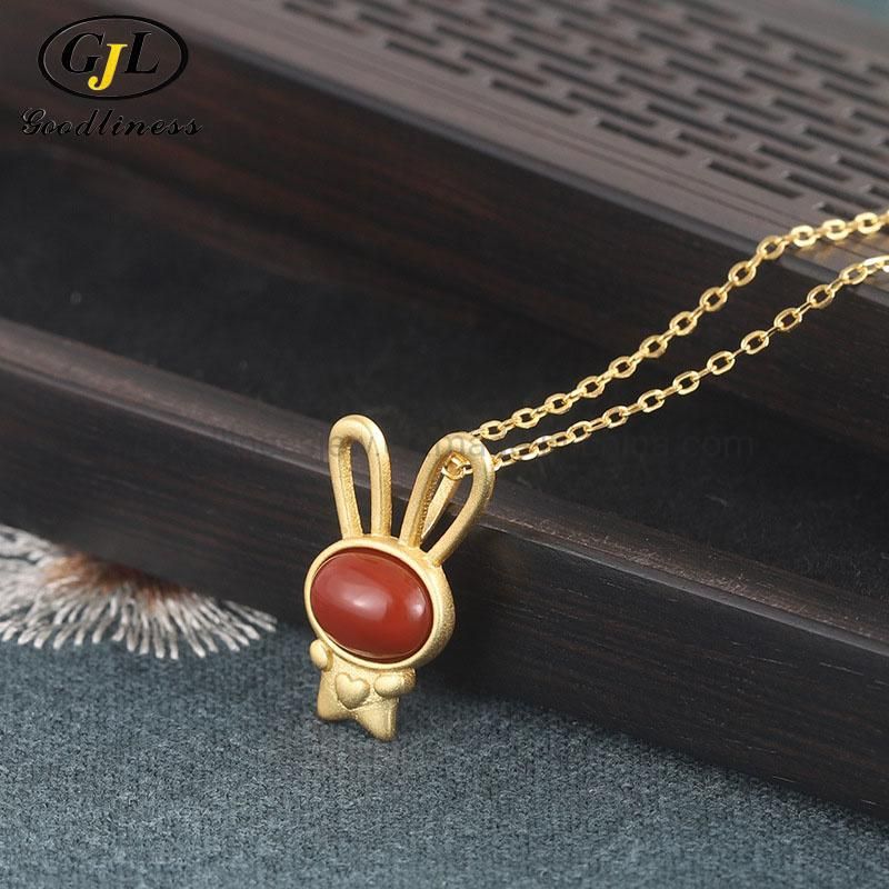 Fashion Cute Ruby Rhinestone Emerald Gold Plated 925 Silver Necklace