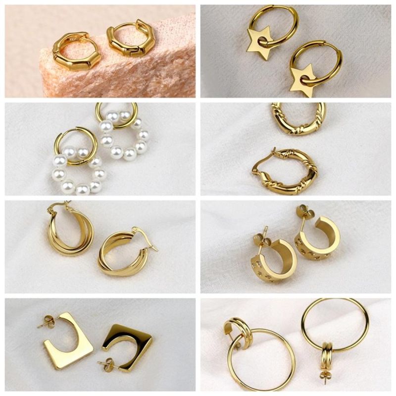 Exaggerated Circular Pearl Zircon Earrings 18K Gold Plated Jewelry Hoop Earrings