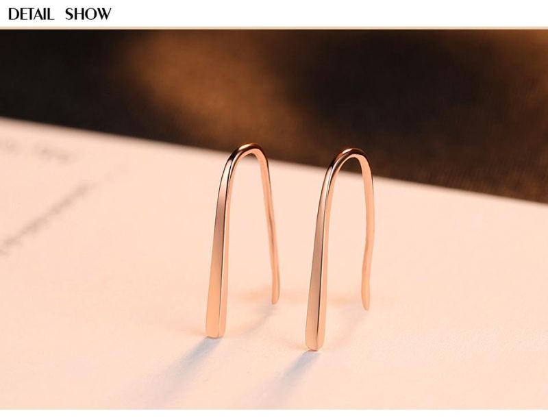 Minimal Jewelry 925 Silver Plain Gold Baguette Earrings Statement