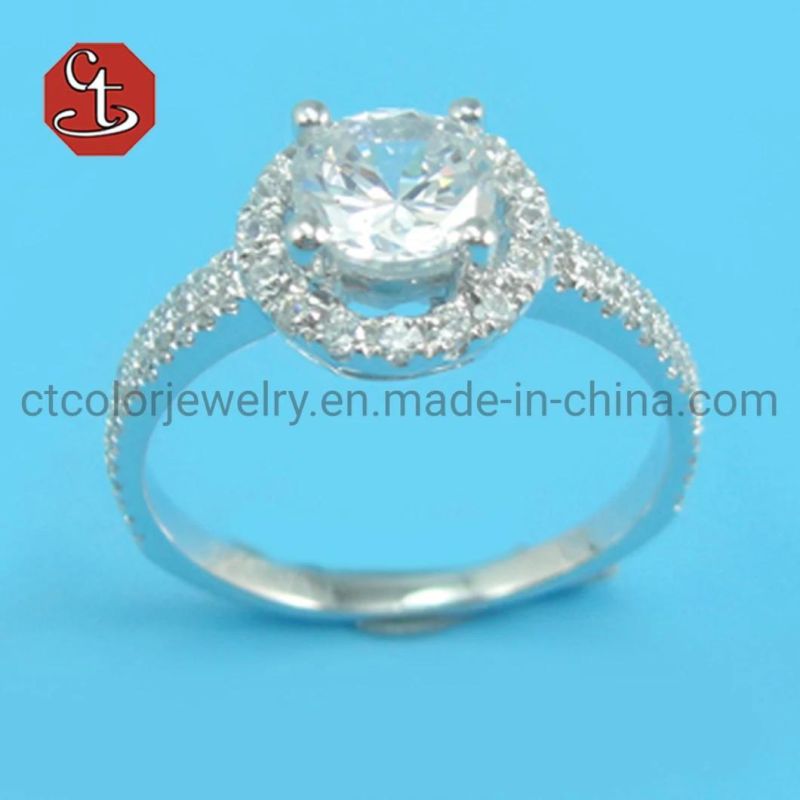 Classic Luxury Real Solid 925 Sterling Silver Ring Cubic Zircon Wedding Jewelry Rings Engagement For Women