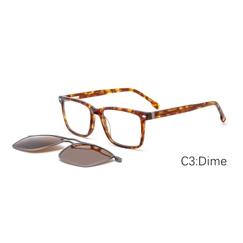 2022 New Design Hand Made Acetate with Metal Clip on Sunglasses Polarized Lens Sunglasses with Ready Goods