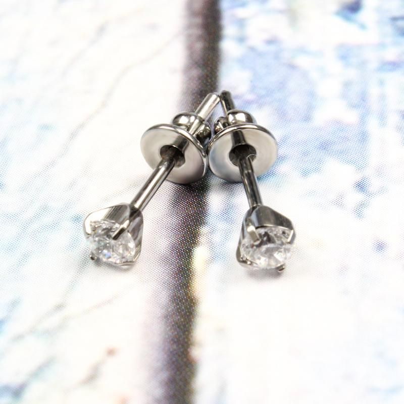 Eternal Metal Prong Set CZ Titanium Stud Earrings Body Jewelry