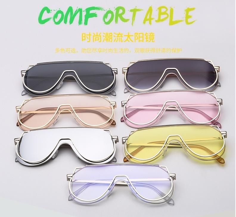 2020 New Large Frame One-Piece Metal Sunglasses