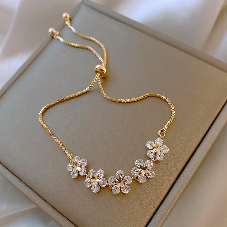 Korean New Luxury Crystal Flower Fashion Girls Jewelry Bracelet