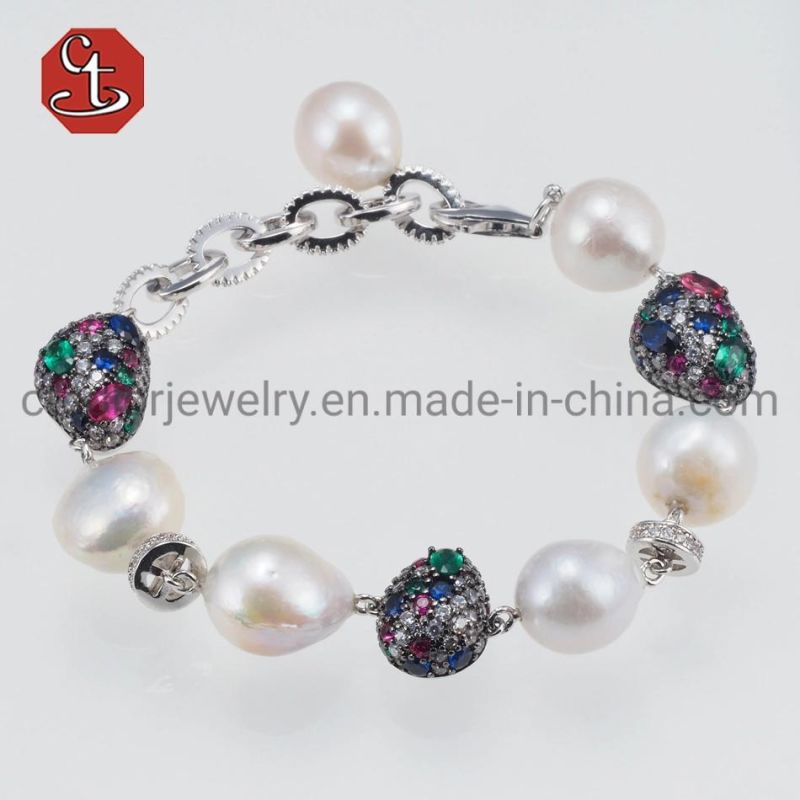 Fashion Jewelry 925 Silver Jewelry Custom shell pearls Bangle Bracelet Jewelry for Women